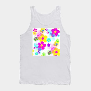 60's Retro Mod Small Flowers Multicolor Pop Art Tank Top